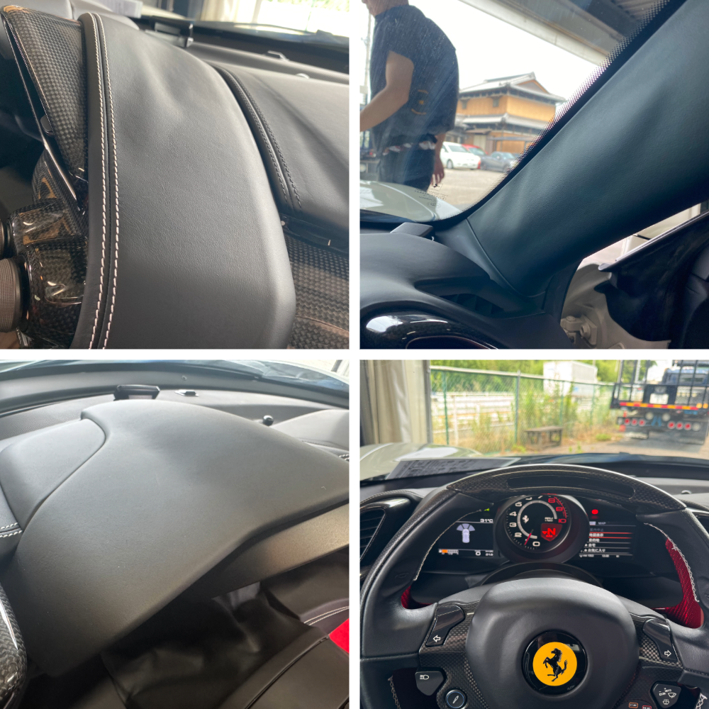 フェラーリ488GTB・ダッシュボード・アルカンターラ内装張替え・カーボン調プロテクションフィルム施工!!!