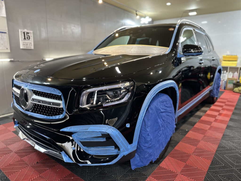 ベンツ・GLB・セラミックプロイオン2レイヤ-トップコート施工!!!窓枠カーラッピング!!!