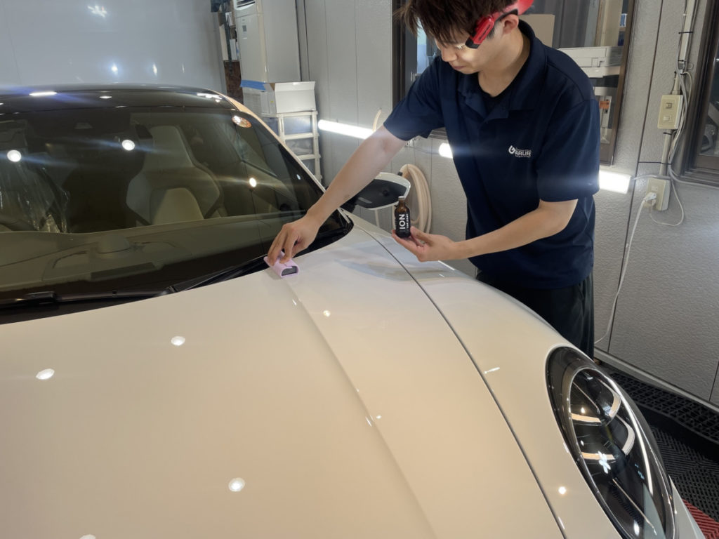 ポルシェ・911・カレラS・セラミックプロイオン2レイヤ－トップコート施工・[KAVACA・ION」フロントセットプロテクションフィルム施工！！！