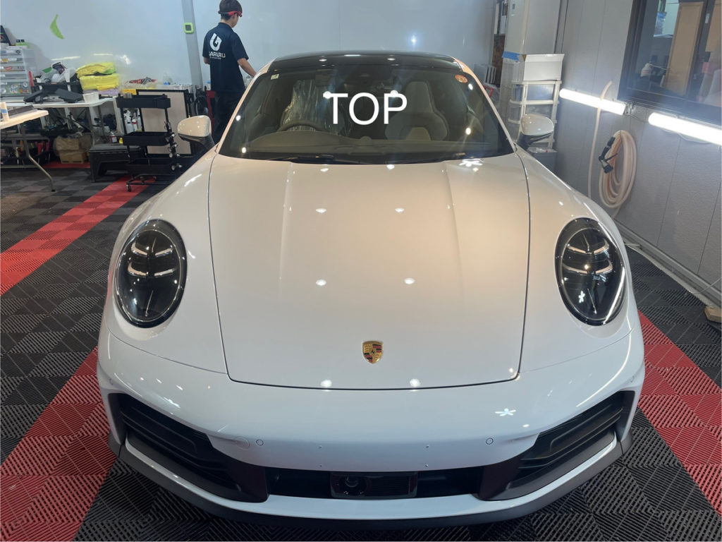ポルシェ・911・カレラS・セラミックプロイオン2レイヤ－トップコート施工・[KAVACA・ION」フロントセットプロテクションフィルム施工！！！