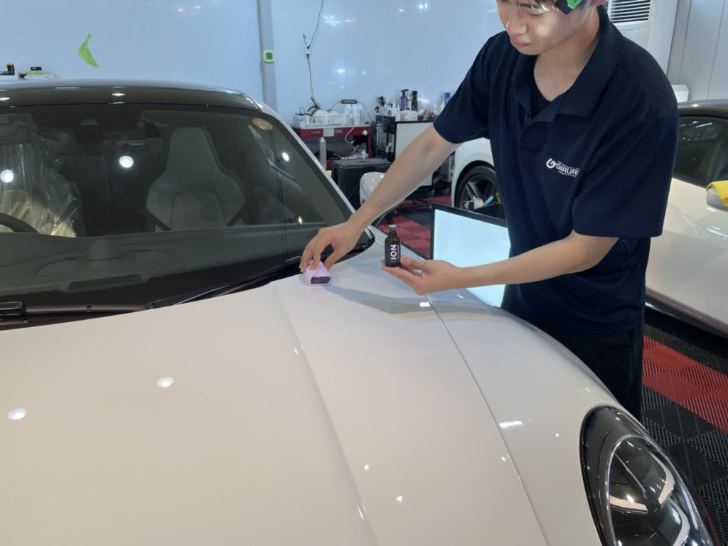 ポルシェ・911・カレラS・セラミックプロイオン2レイヤ－トップコート施工・[KAVACA・ION」フロントセットプロテクションフィルム施工！！！