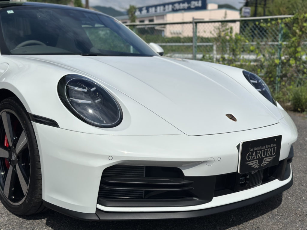 ポルシェ・911・カレラS・セラミックプロイオン2レイヤ－トップコート施工・[KAVACA・ION」フロントセットプロテクションフィルム施工！！！