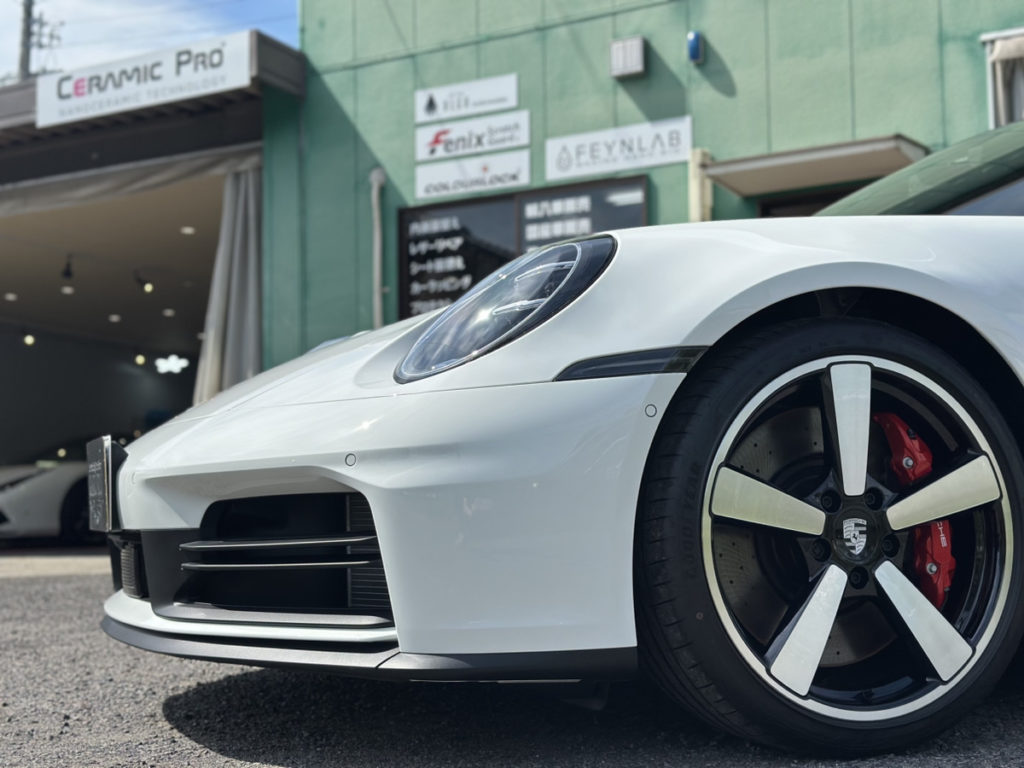 ポルシェ・911・カレラS・セラミックプロイオン2レイヤ－トップコート施工・[KAVACA・ION」フロントセットプロテクションフィルム施工！！！
