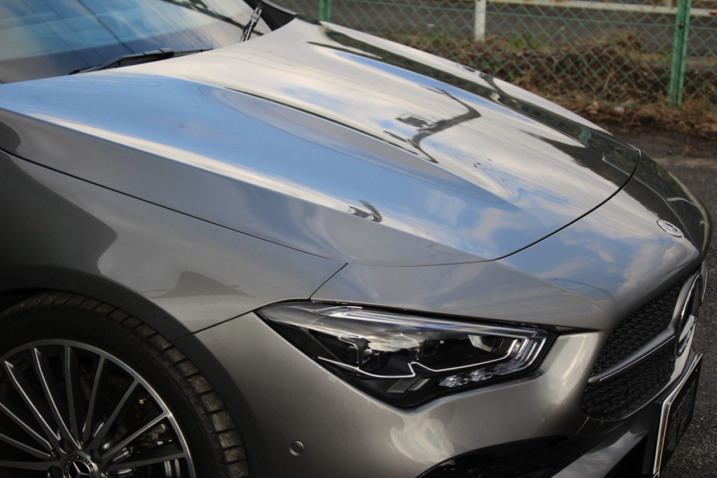 ベンツ・CLA200ｄ・セラミックプロイオン2レイヤ－トップコート施工・ヘッドライト・プロテクションフィルム施工！！！
