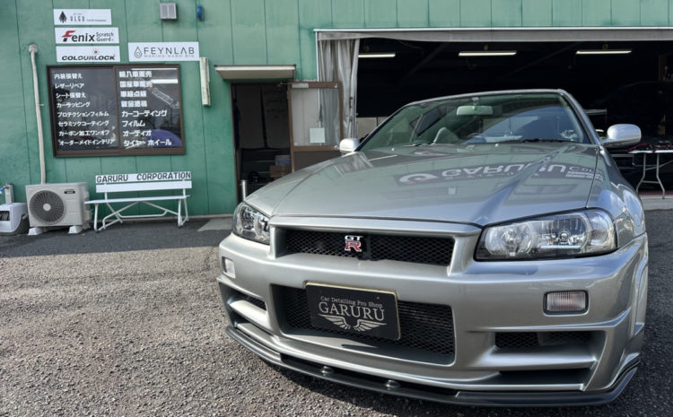ニッサン・GT-R34・セラミックプロイオン2レイヤ－トップコート施工・フロントセットプロテクションフィルム施工！！！