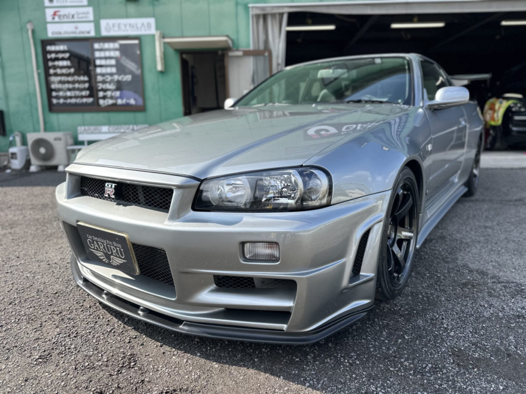 ニッサン・GT-R34・セラミックプロイオン2レイヤ－トップコート施工・フロントセットプロテクションフィルム施工！！！