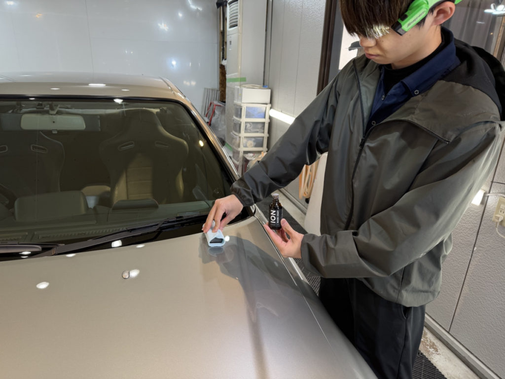 ニッサン・GT-R34・セラミックプロイオン2レイヤ－トップコート施工・フロントセットプロテクションフィルム施工！！！