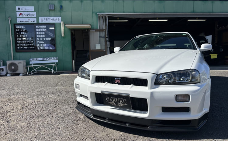 ニッサン・スカイライン34GT-R・V-spec・フロントフル・プロテクションフィルム施工・コーティング一年メンテナンス！！！