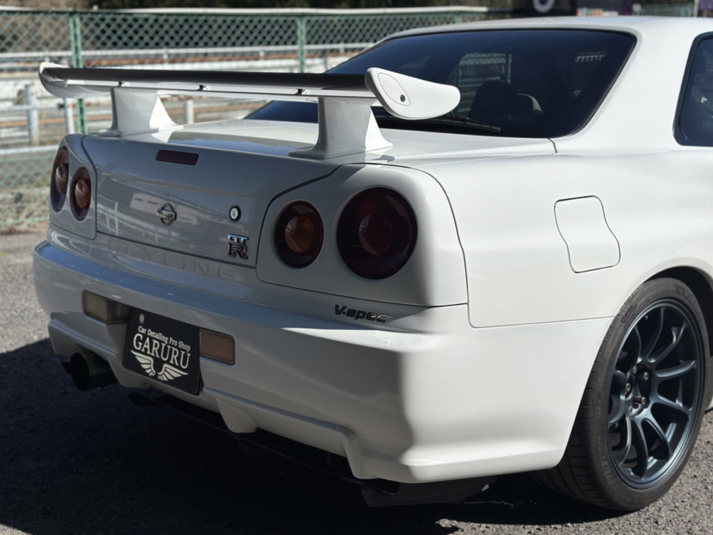 ニッサン・スカイライン34GT-R・V-spec・フロントフル・プロテクションフィルム施工・コーティング一年メンテナンス!!!