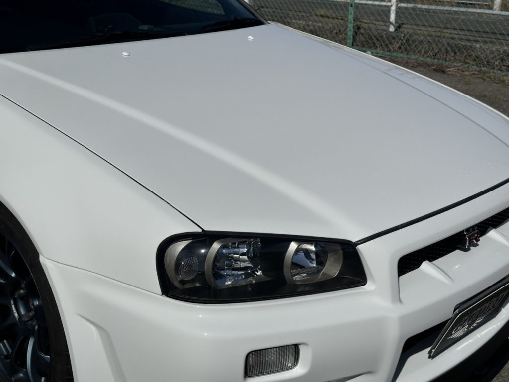 ニッサン・スカイライン34GT-R・V-spec・フロントフル・プロテクションフィルム施工・コーティング一年メンテナンス!!!
