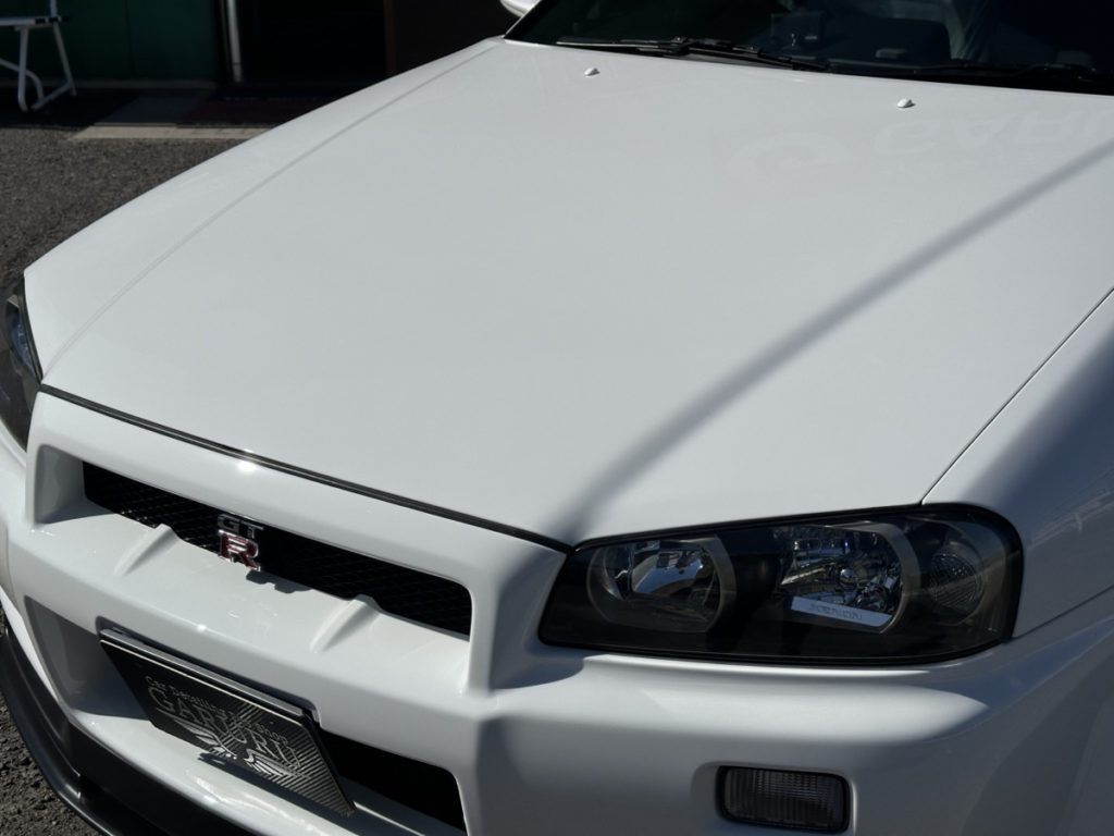 ニッサン・スカイライン34GT-R・V-spec・フロントフル・プロテクションフィルム施工・コーティング一年メンテナンス!!!