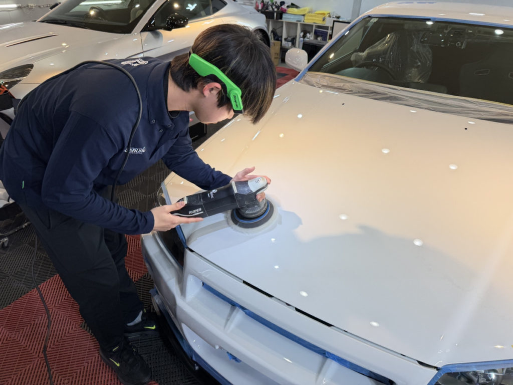 ニッサン・スカイライン34GT-R・V-spec・フロントフル・プロテクションフィルム施工・コーティング一年メンテナンス!!!