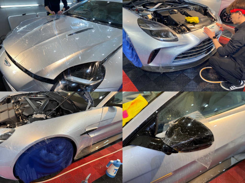 アストンマーチン・ヴァンテージ・フロントフル・カーボンスポイラー・プロテクションフィルム施工!!!